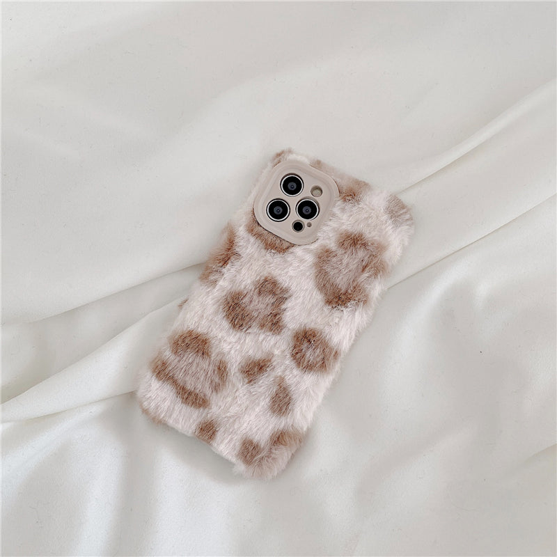 Furry Leopard Plush iPhone Case