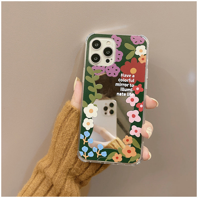Korean Flower Border Mirror iPhone Case
