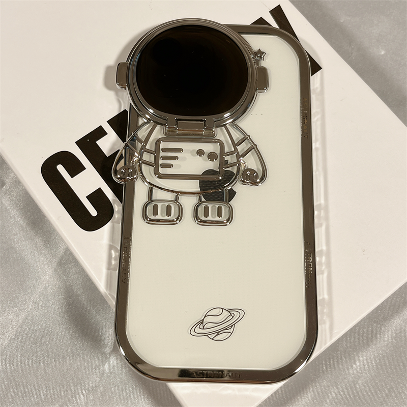 3D Astronaut Lens Protector Kickstand iPhone Case