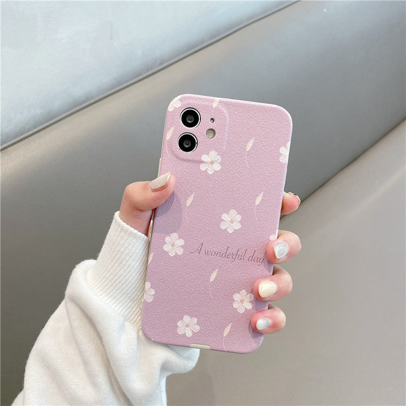 Floral Print Leather iPhone Case