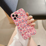 Pink Color Block Leopard iPhone Case