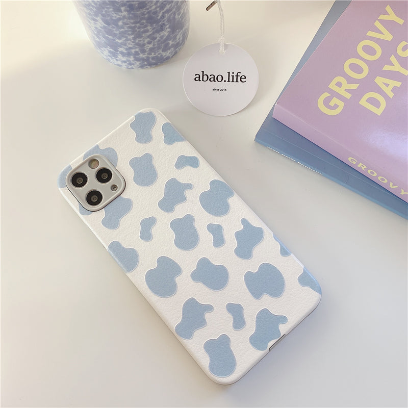 Baby Blue Cow Leather Pattern iPhone Case
