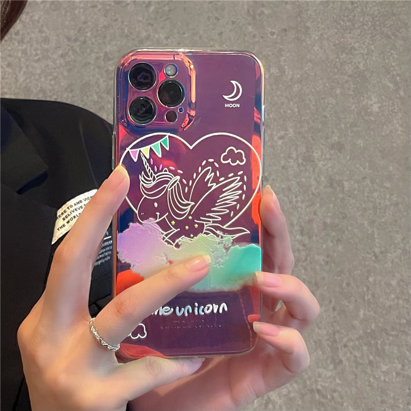 DREAM UNICORN LASER IPHONE CASE WITH LENS PROTECTOR