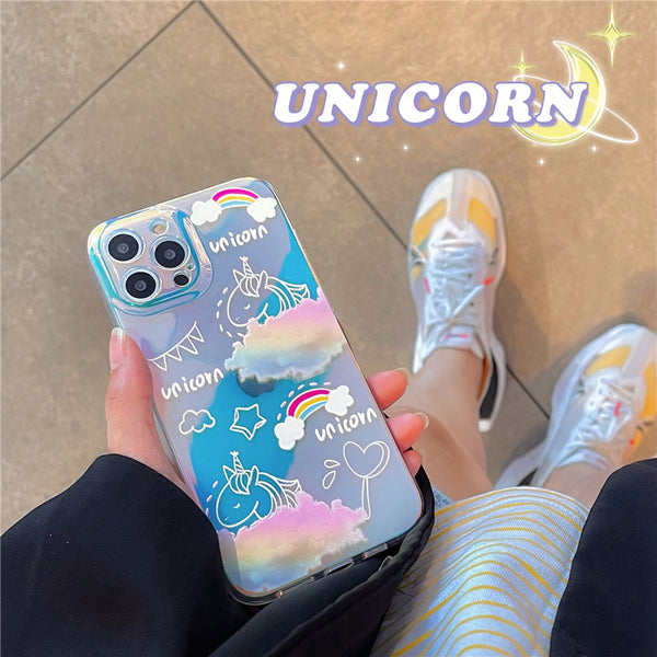 DREAM UNICORN LASER IPHONE CASE WITH LENS PROTECTOR
