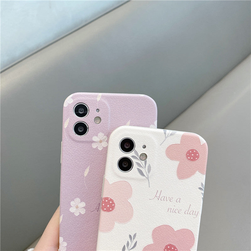Floral Print Leather iPhone Case