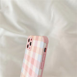Faux Leather Pink Plaid iPhone Case