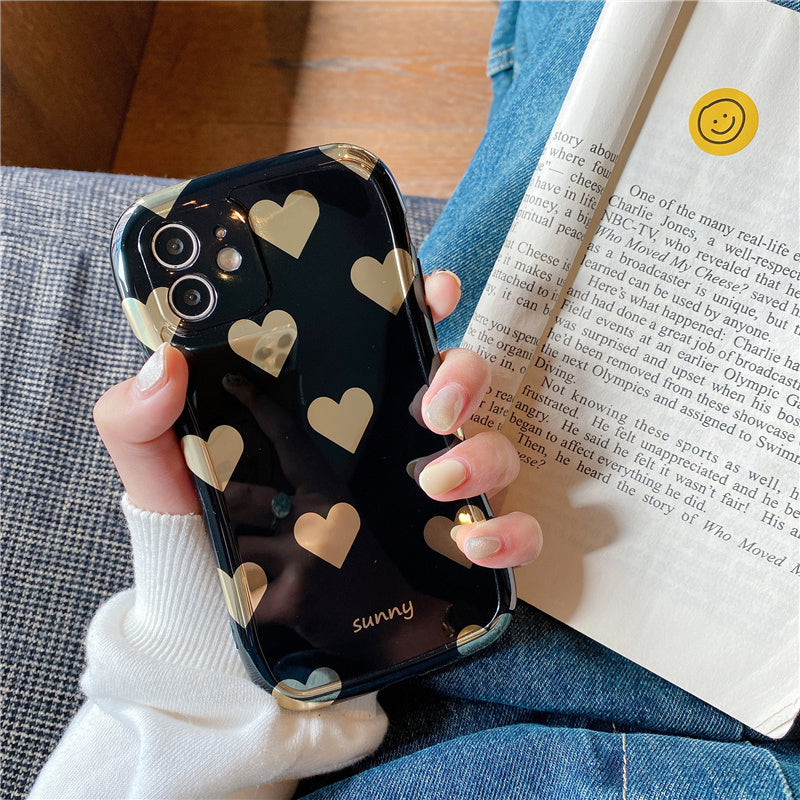 Gold Heart Pattern iPhone Case