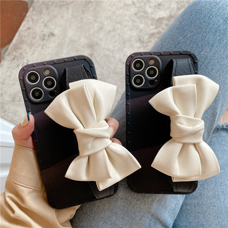 Contrast Color Bowknot Wristband iPhone Case