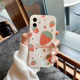 Epoxy Inlaid diamond Strawberry Cherry iPhone Case