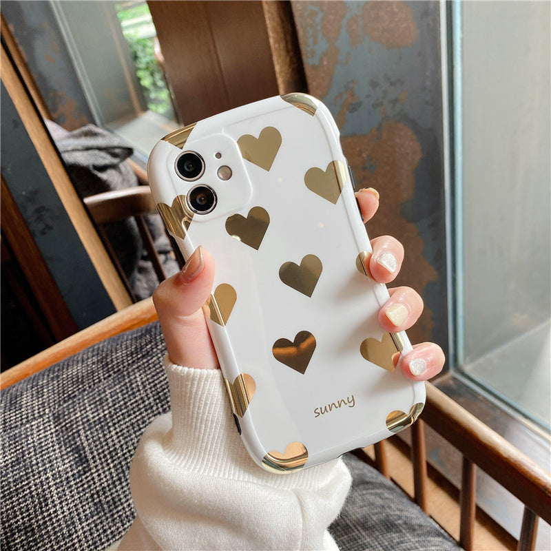 Gold Heart Pattern iPhone Case