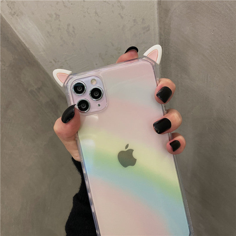 Cat Elk Ears Rainbow Gradient iPhone Case