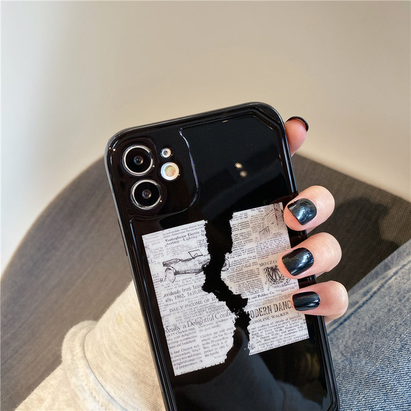 Retro Marble Newspaper Tear iPhone Case