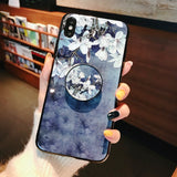 Retro Glittered Flower Bracket iPhone Case