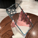 Clear Electroplating Hard Shell iPhone Case With Camera Protector