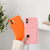 Frosted Silicone Card Holder iPhone Case