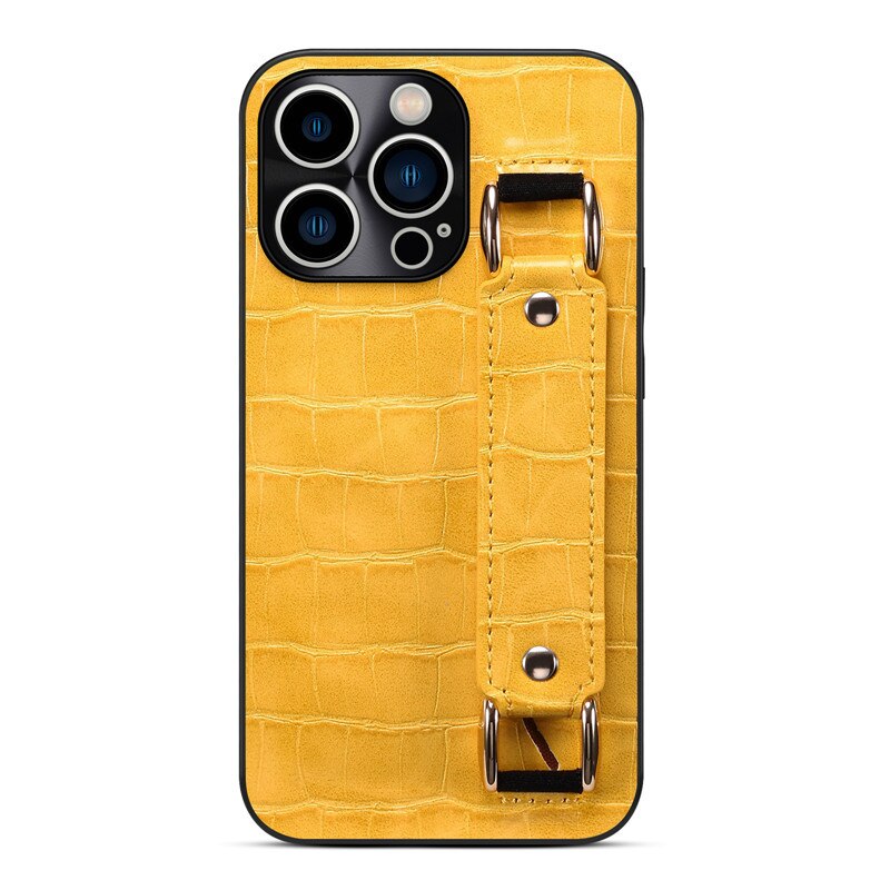 Genuine Leather Wristband Bracket iPhone Case