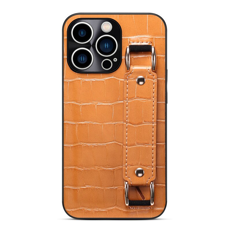 Genuine Leather Wristband Bracket iPhone Case