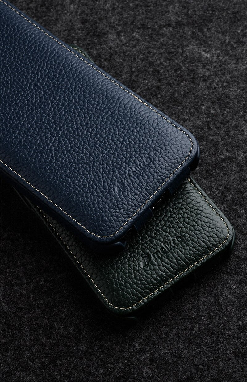 Genuine Leather Vertical Flip iPhone Case