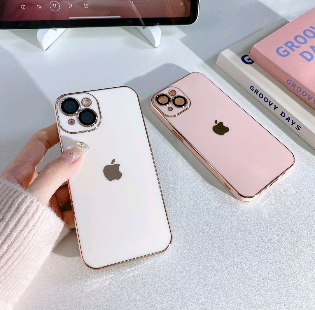 Simple Solid Color iPhone Case With Camera Protection