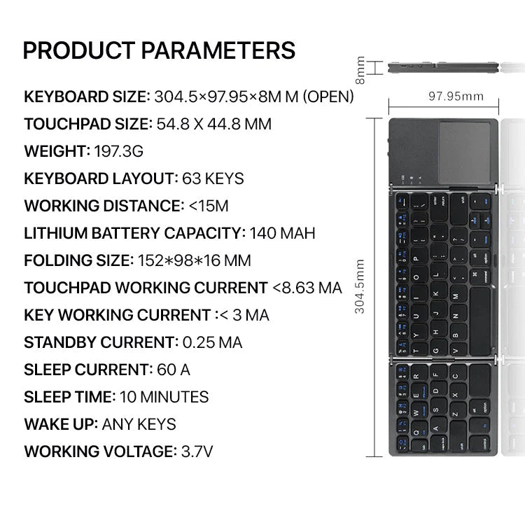 Tri-Fold Wireless Keyboard