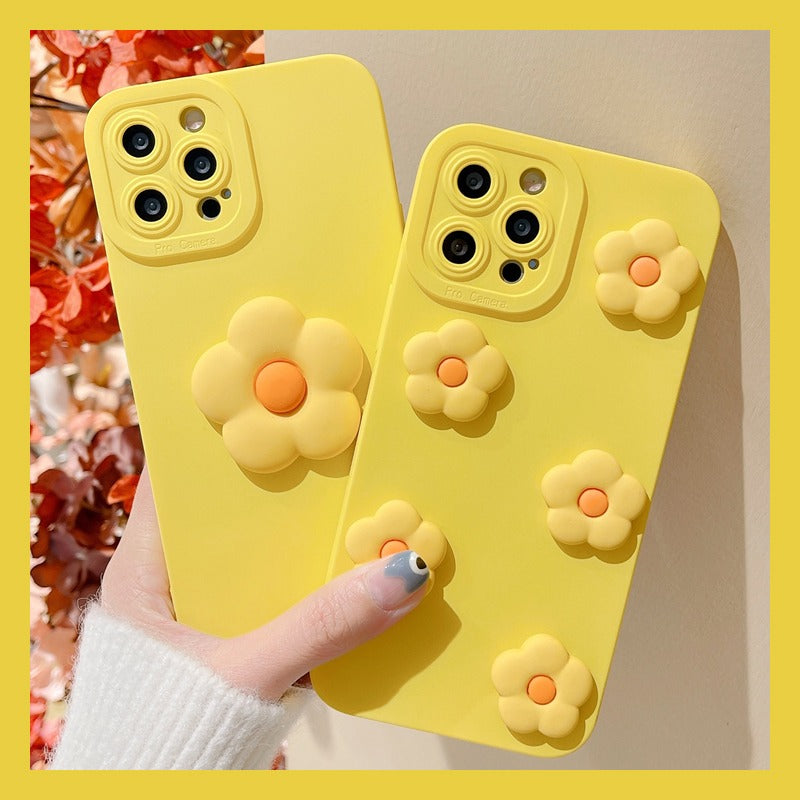 3D Yellow Flower Silicone iPhone Case