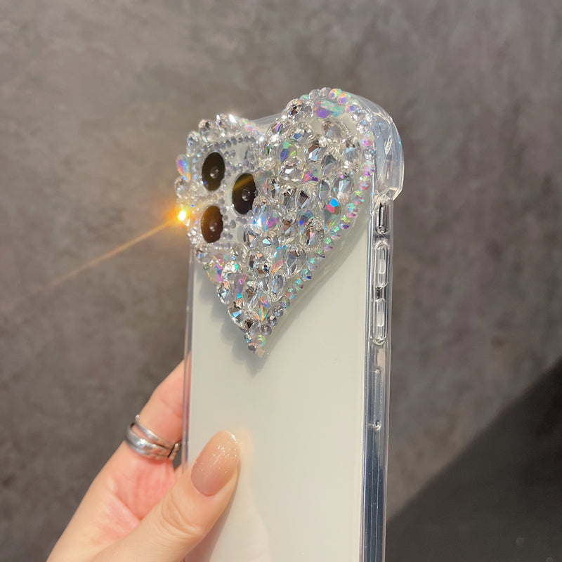 Luxury Heart Rhinestones iPhone Case