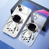 Astronaut Kickstand Transparent iPhone Case With Camera Protector