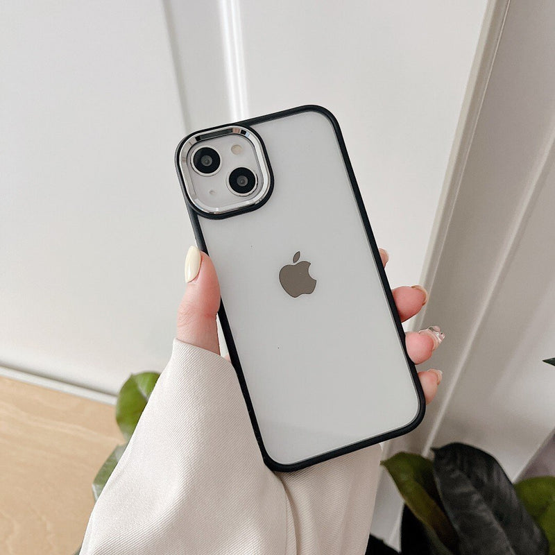Solid Color Frame Silver Hole Transparent iPhone Case