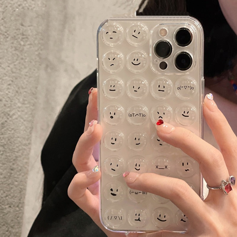Emoji Bubble Wrap Transparent Silicone iPhone Case