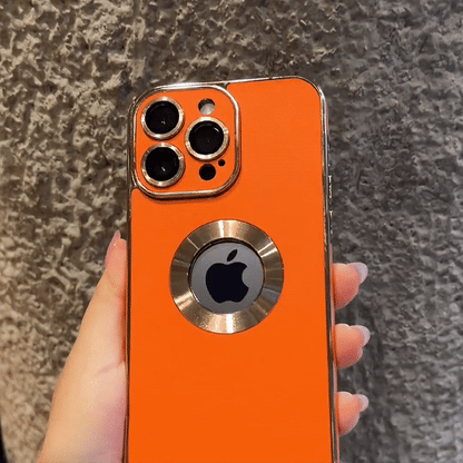 Leather Texture iPhone Case With Camera Protector