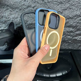 Magsafing Metal Button Silicone iPhone Case