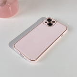 Solid Color Leather Plating iPhone Case