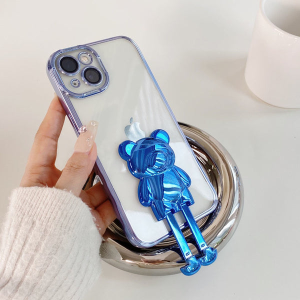 Cute Bear Kickstand iPhone Case With Camera Protector