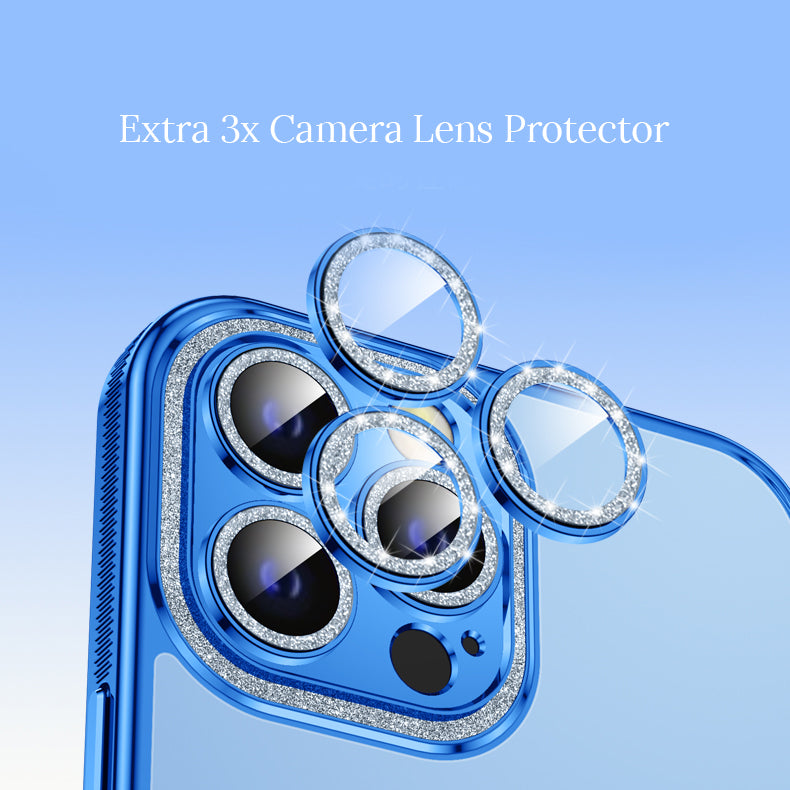 Luxury Clear Glitter Camera Protector iPhone Case With Dust Filter