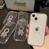 Cute Astronaut iPhone Case With Ring Bracket